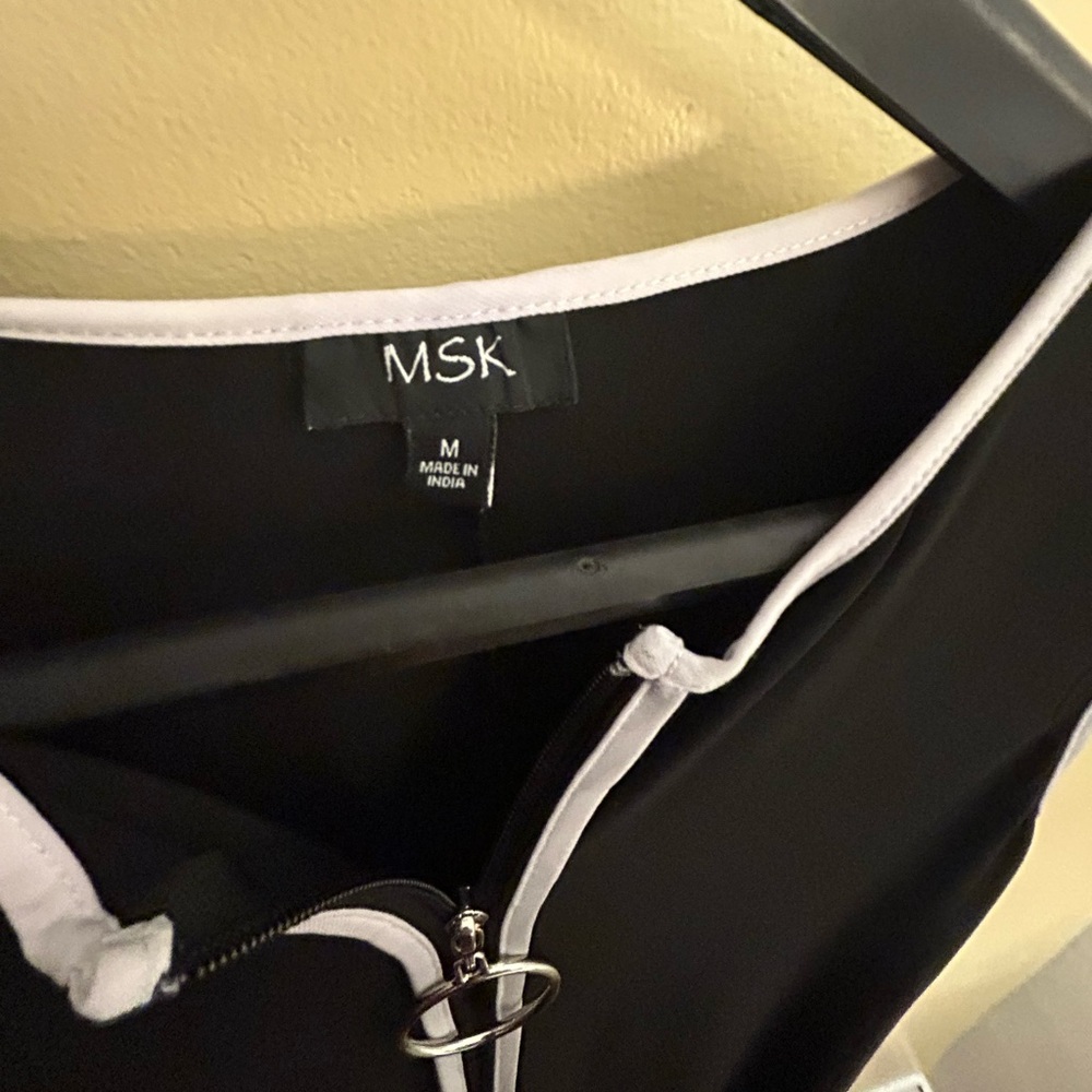 EUC MSK Black Dress w/White Accents, Zipper w/Silver Pull, Could be Cover Up - Picture 6 of 15